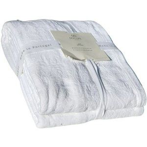 Queen Portugal Docofil Shabby‎ Chic White Cotton Textured Quilt Coverlet